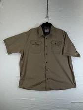 Wrangler Shirt Mens XL Khaki Short Sleeve Button Down Flex Stretch Two Pockets