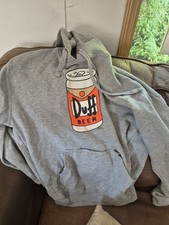 Duff Beer Sweater Mens MEDIUM The Simpsons Hoodie Universal Studios Beer Cozy