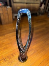 Handblown Swirl Art Glass Basket Vase With Stretched Handle Approx 18.5 Inches