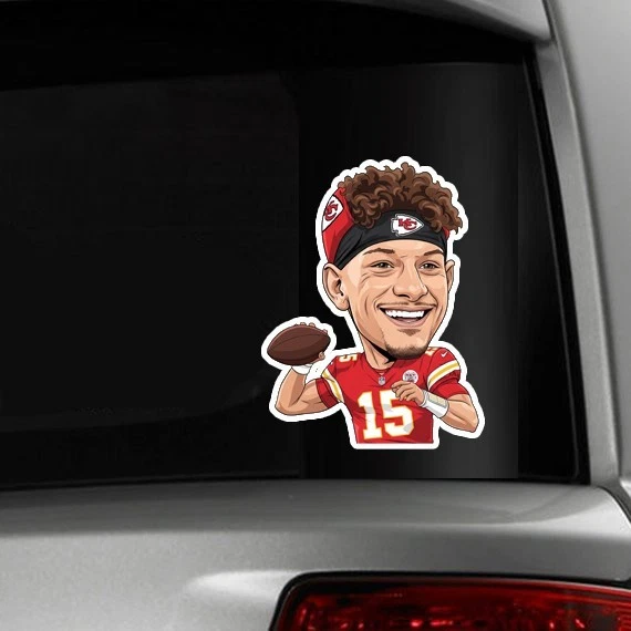 Patrick Mahomes Caricatura Kansas City Chiefs Calcomanía/Pegatina Coche/Pared/Laptop Foto 2 de 4