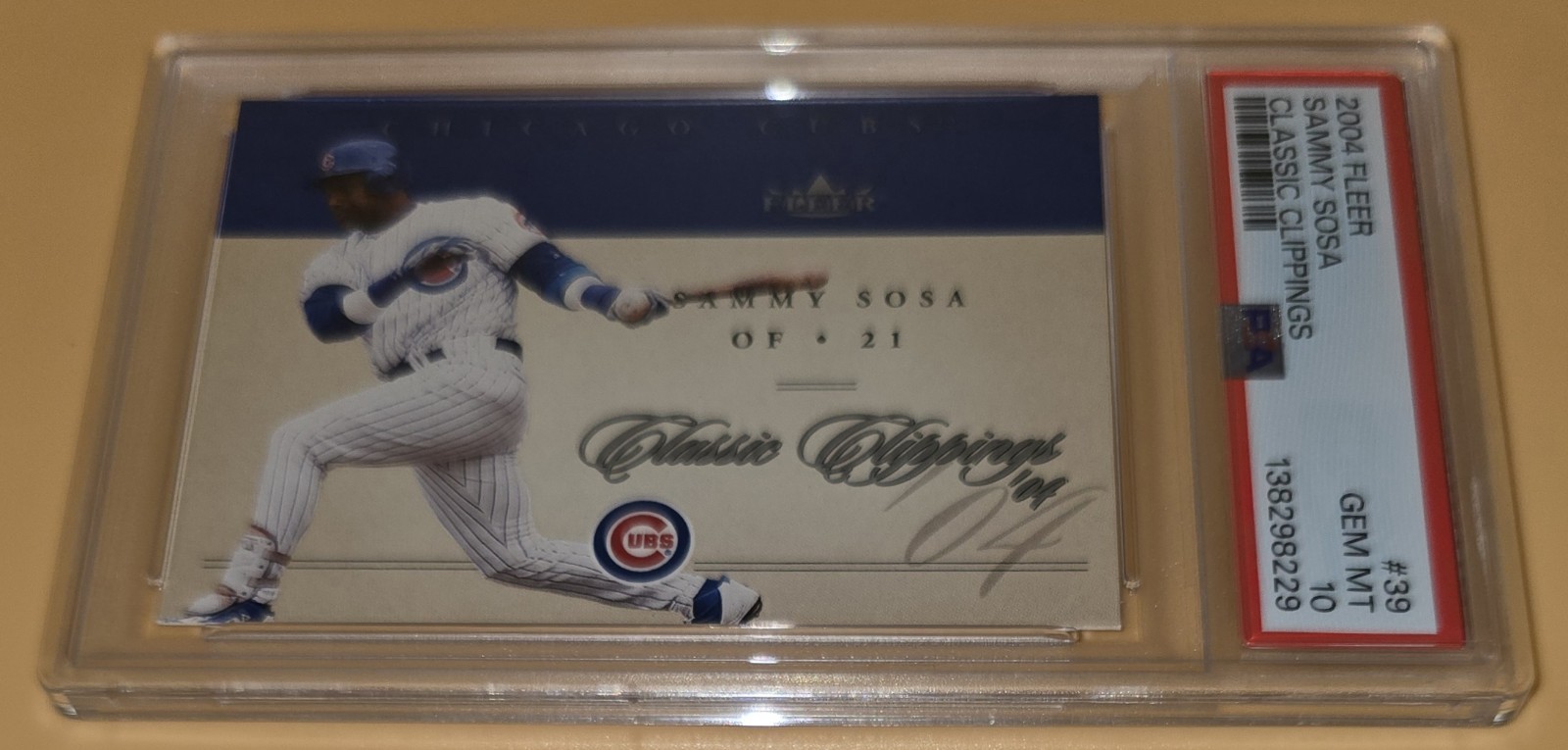Sammy Sosa PSA 10 Low Pop 2004 Fleer Baseball Classic Clippings Chicago Cubs view 3