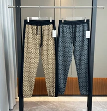 NWT Coach Signature Jogger Black Pants Logo Pattern  Charcoal Cotton