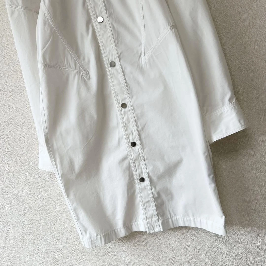 Abito camicia Bottega Veneta bianco cotone taglia 38 bottoni a pressione look pulito