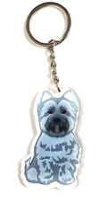 Terrier Dog Keychain Charm Acrylic Backpack Accessory Pet Lover, White/Gray/Tan