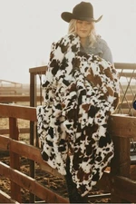 Minky couture Brown Cow Print Grande Designer Blanket