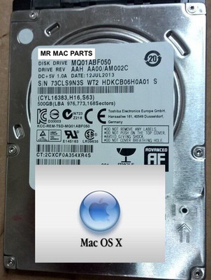 APPLE 500GB 2,5'' SATA FESTPLATTE MACBOOK PRO MAC MINI PLUG & PLAY PRE LOAD OS X