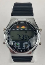 VTG Lifelong 40mm Silver Tone Chrono Solar Digital Watch w/Band & New Battery