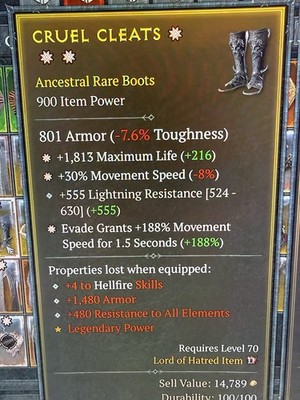 Diablo4 Season 13 S13 3GA Boots Life Speed Evade Speed