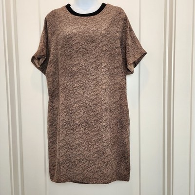 Rag & Bone Black Tan Silk Web Print Shift Dress M Minimalist Grunge Fairy Office