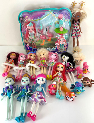 Big Lot Of Mattel Enchantimals Dolls & Pets Fanci Flamingo & Swash Peeki Parrot