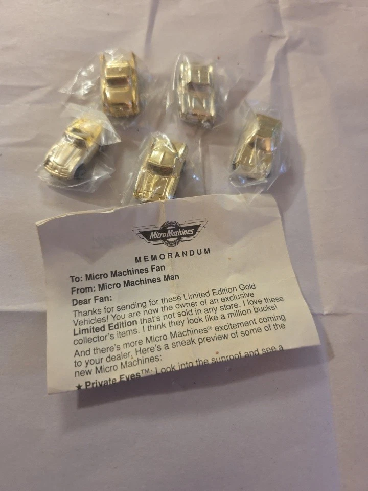 MICRO MACHINES GOLD CORVETTE LIMITED EDITION SET (5) SEALED,W/ INFO LETTER RARE! - Image 2 of 4