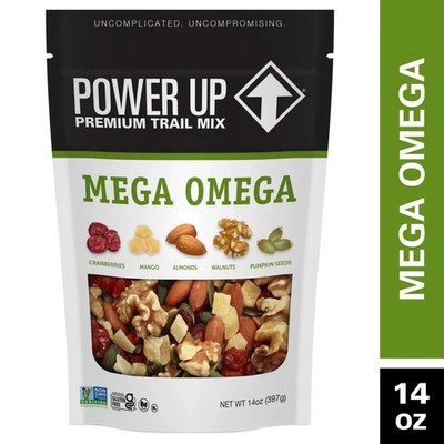 Power Up Mega Omega Trail Mix 14 oz Gluten Free Vegan Non GMO Snack