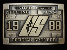 PE09154 VINTAGE 1988 UNITED STATES SHOOTING TEAM OLYMPIC SPORTS BELT BUCKLE