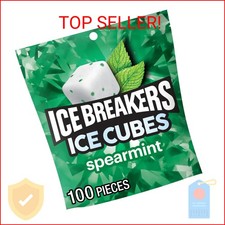ICE BREAKERS Ice Cubes Spearmint Sugar Free Chewing Gum Pouch, 8.11 oz 100 Piec