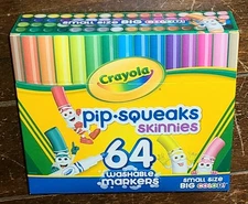 Crayola 64 PIP-SQUEAKS SKINNIES Washable Markers ~ Model #58-8764