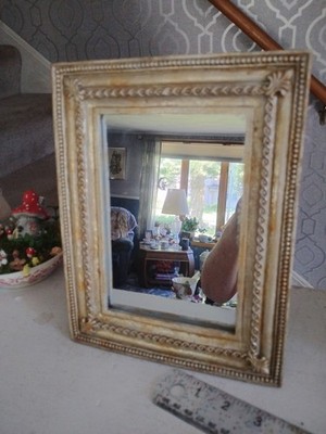 Vintage Ornate Gilded Wall Mirror With Gold Finish 10'' x 8'' Antique