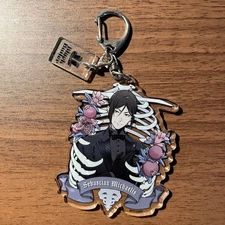 Black Butler Sebastian Acrylic Keychain Rust on Metal Used Collectible