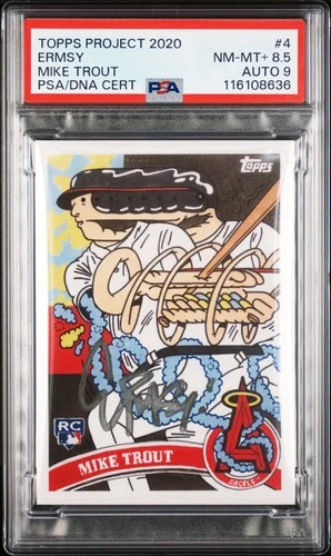 2020 TOPPS PROJECT 2020 #4 ERMSY/MIKE TROUT PSA 8.5 AUTO 9