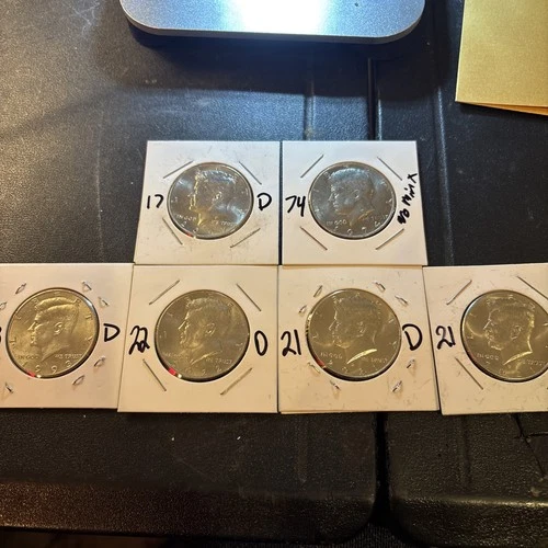 Lot of 6 Kennedy Half Dollars Good Condition Coins Mixed Dates and Conditions
