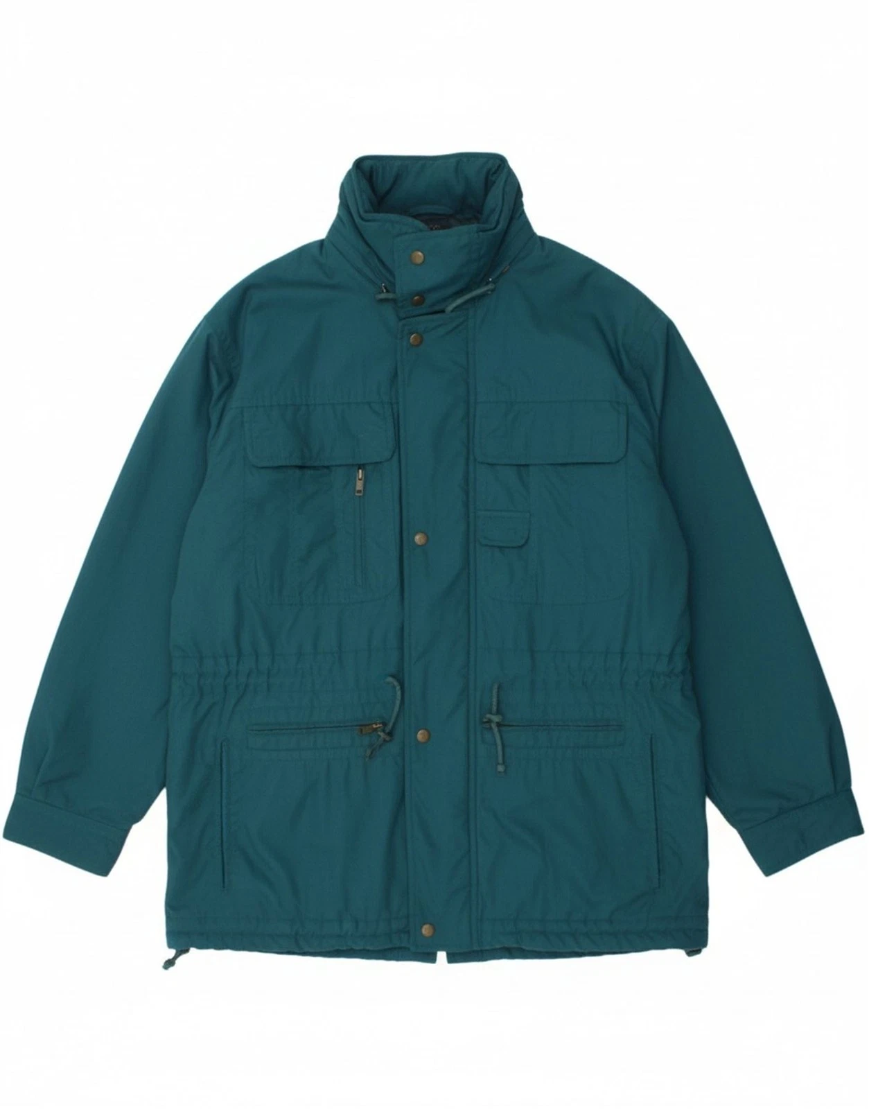 VINTAGE Mens Hooded Windbreaker Jacket UK 42 XL Green Polyester CN14