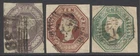 1847-54 Queen Victoria embossed set of 3. Good used, margins vary, condition...