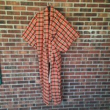 Japanese Linen Kimono Robe Red, Black Beige