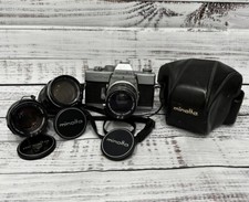 Minolta SRT 101 Film SLR Camera Lot Rokkor PF 58mm f/1.4 MC HG 35mm f/2.8 Lenses