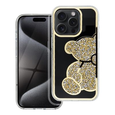 Für Apple iPhone 14 Pro Max - Brokat Glitzer Teddybär Hülle Muster Case Tasche