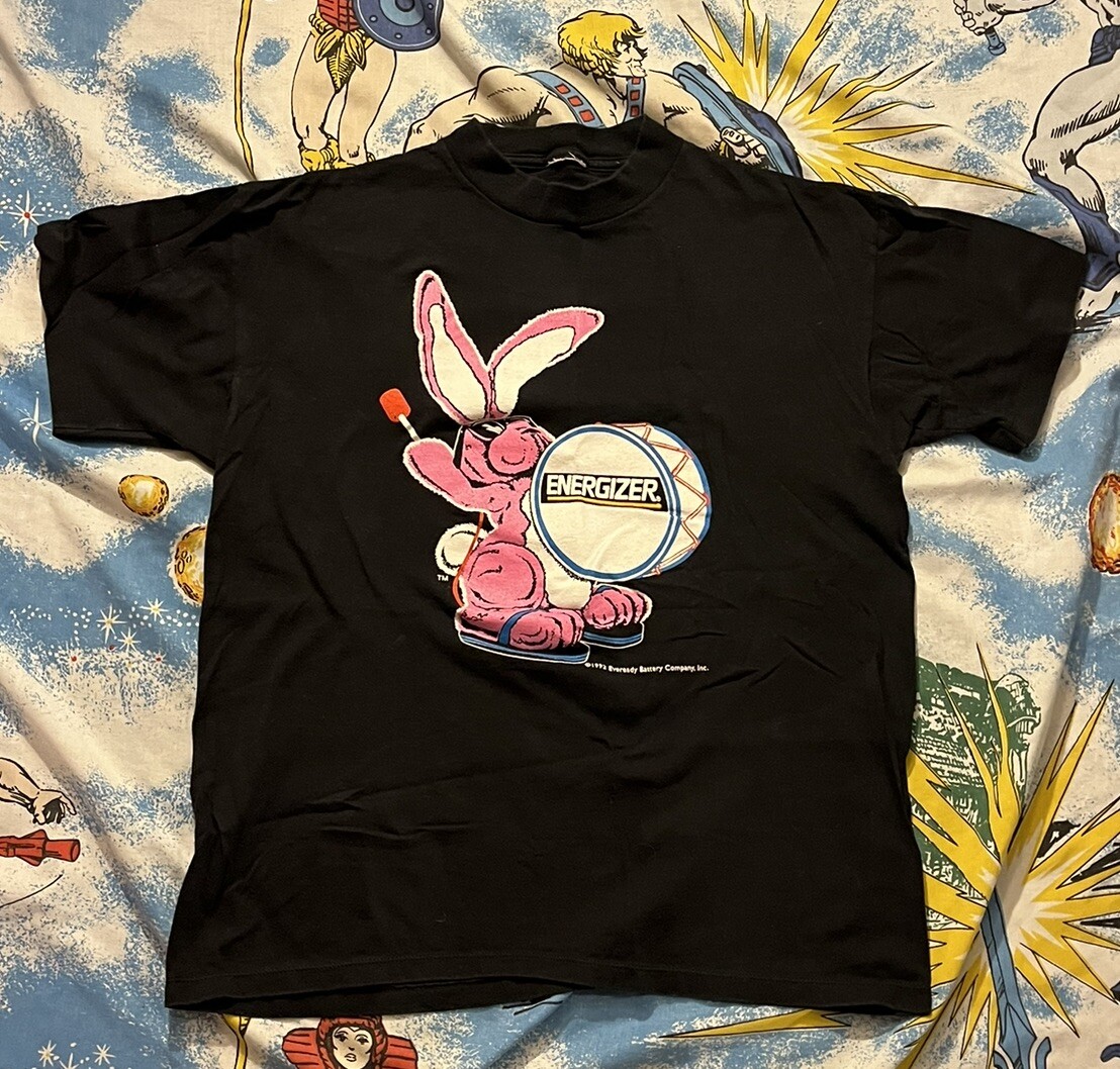 VTG 1992 Black Pink Energizer Bunny T Shirt Single Stitch Nothing
