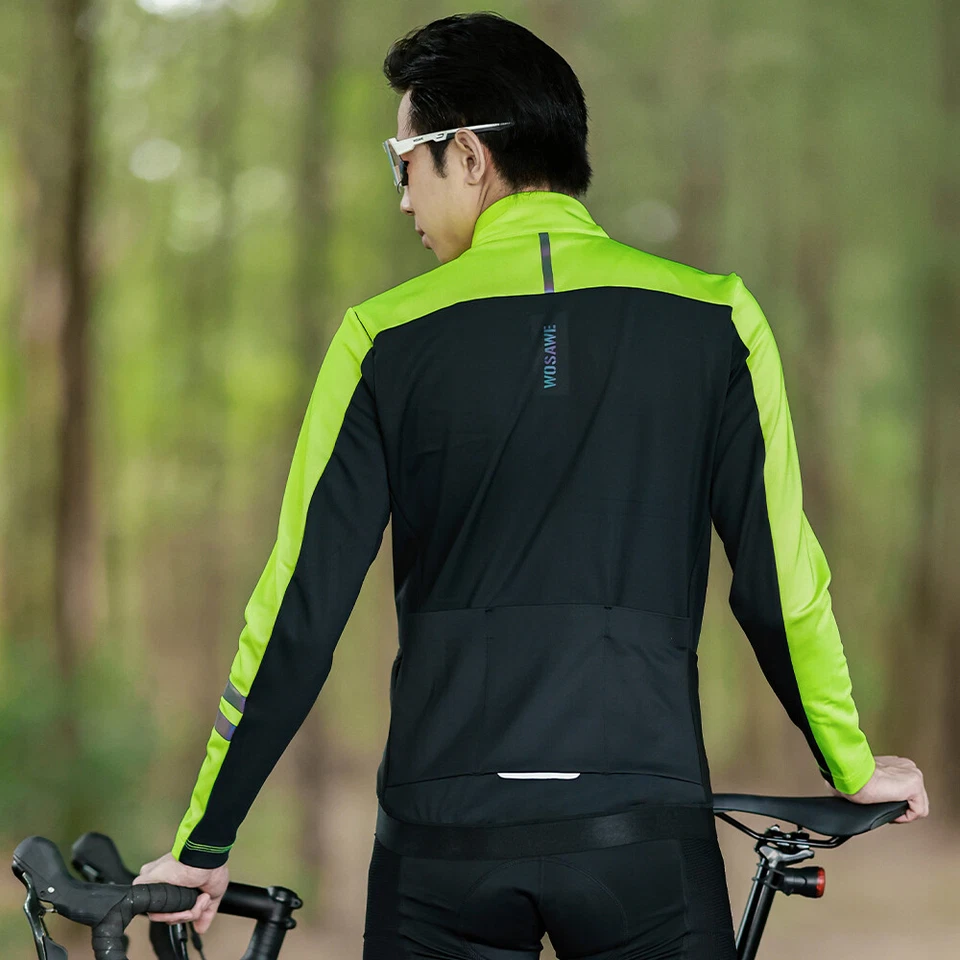 WOSAWE Unisex Winter Cycling Jacket Fleece Reflective Coat With Multi-Pockets - Image 4 of 4