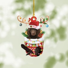 Personalized Chocolate Standard Poodle In Snow Pocket Christmas Ornament