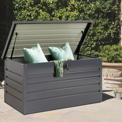 Waterproof 350L Steel Storage Box Garden Cushion Tools Box Container  Anthracite UK - Main Image