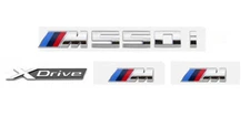 For 5 Series Chrome Emblem M550i+XDrive+M x2 Rear Trunk Fender Badge Sticker