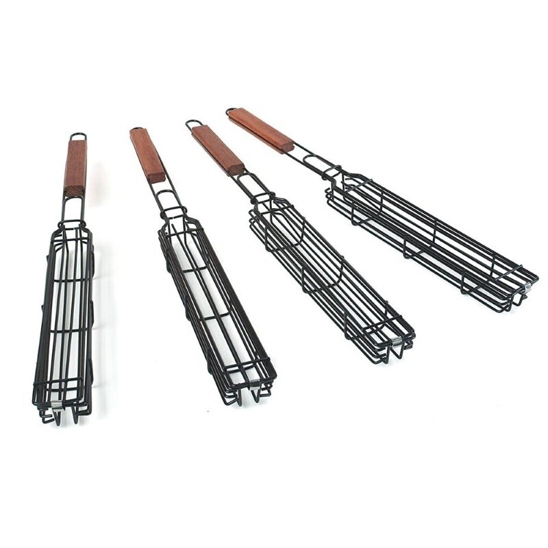 Kabob Grilling Basket BBQ Grill Vegetables Smoker Rotisserie Camping