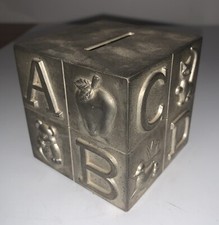 Elegance Silver Plated Alphabet Block Coin Bank