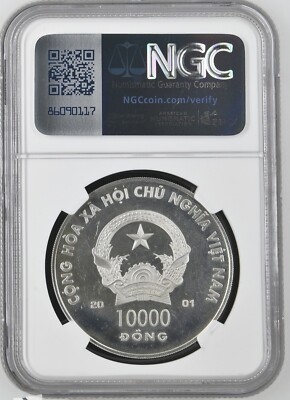 2001 Vietnam 10000 Dong Silver Colorized ~ NGC PF 66 UC ~ Year Of