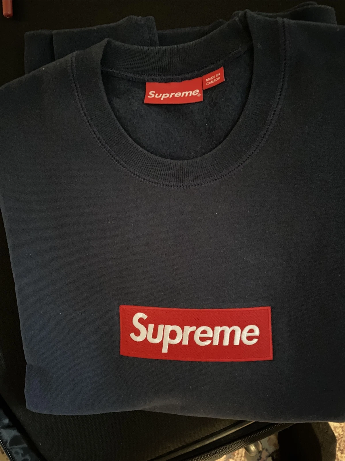 Boîte marine suprême logo crewneck 2015 seulement essayé moyen