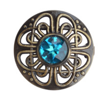 Scottish Sky Blue Stone Brooch Antique Finish Fly Plaid Brooch