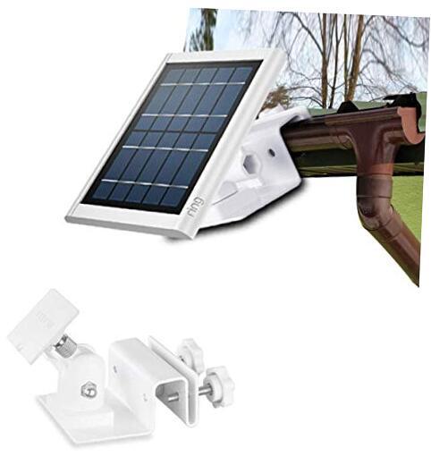 Weatherproof Gutter Mount for Ring Solar Panel- Wall Mount Bracket White