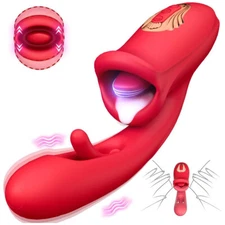 Flapping Vibrating Licking Clitoral G Spot Vibrator Tongue Sex Toy For Women USA
