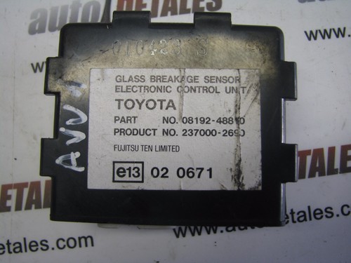 Toyota Avensis Funk-Alarmanlage 0819248810 Rhd Gebraucht 2003