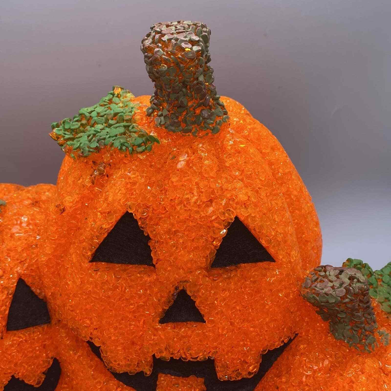 Vintage Halloween light up pumpkin Melted Plastic trio vintage holiday