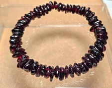 NEW 9 mm Natural Raw Dark Red Garnet Chip-Beaded Bracelet - Great Energy