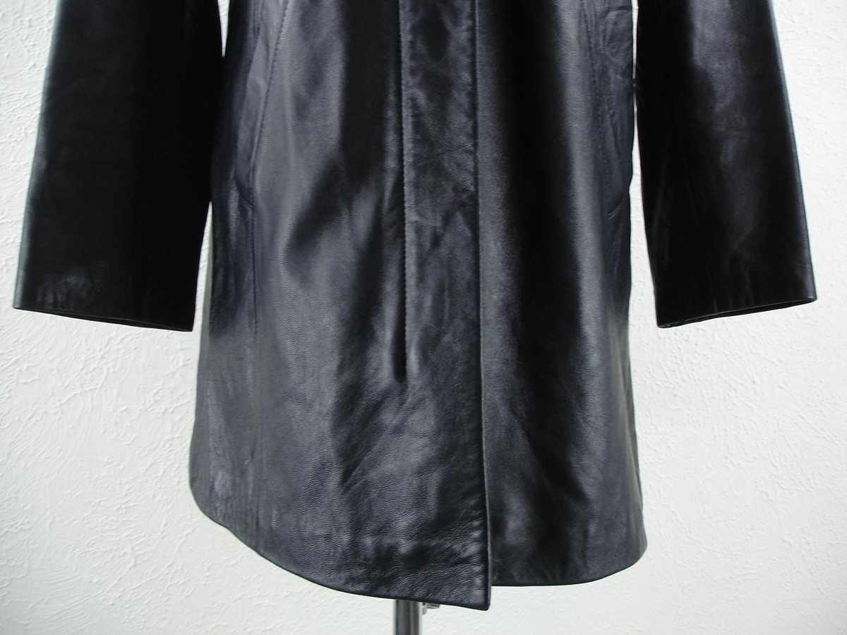 Womens M Croft & Barrow Black Lambskin Leather Jacket Coat Dress