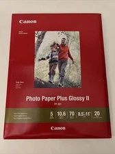 Canon 8.5"x11" Photo Paper Plus Glossy II - 20 Sheets (1432C003) PP-301 sealed!