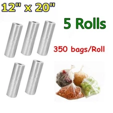 5 Rolls 12" x 20" Plastic Produce Clear Bags On Roll Kitchen Fruits Vegetables