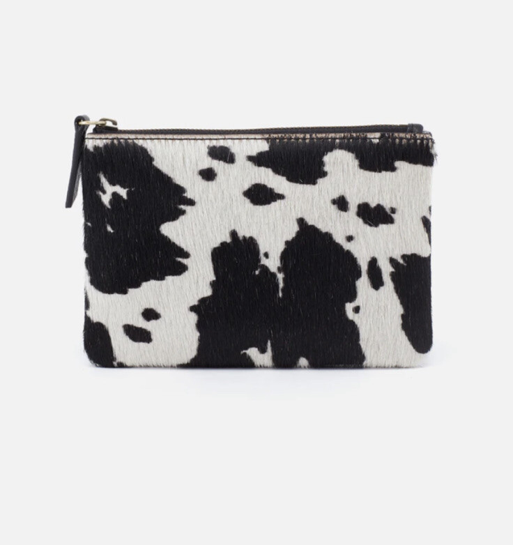 hobo intl Nwt black/white hair on hide leather small travel pouch