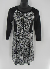 KENNETH COLE Size L Sweater Dress Black White Leopard Animal Print Long Sleeve