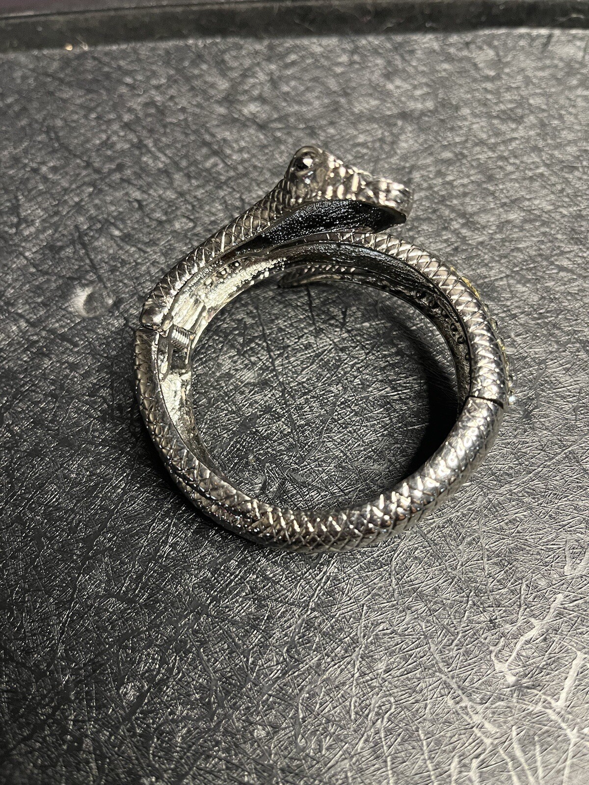 Snake Gunmetal Tone Rhinestone Hinge Bracelet Fashion… Gem