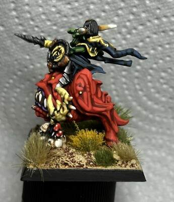 25mm 28mm well painted Night Goblin Warboss on Great Cave Squig
